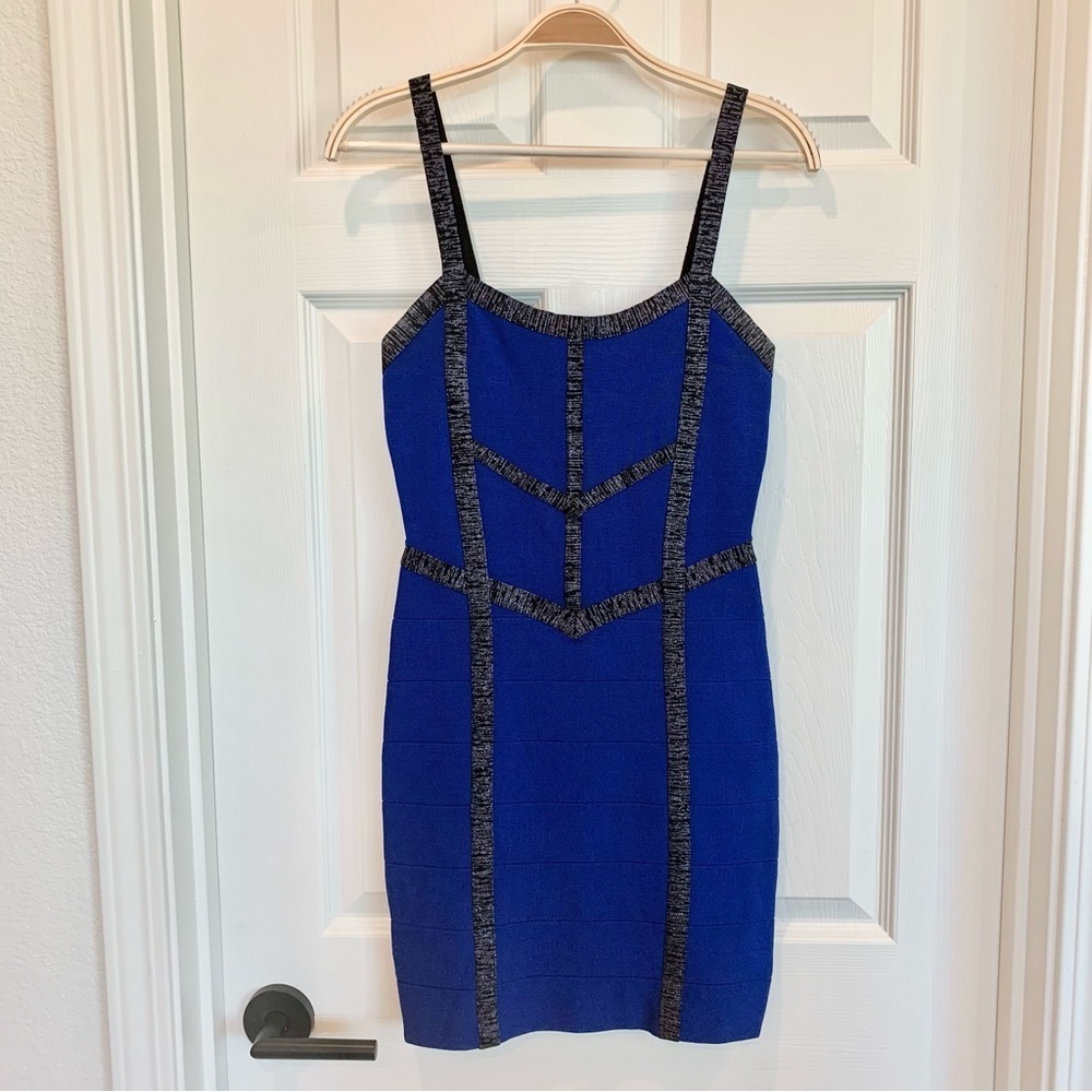💙 Bebe Cobalt Blue Bandage Bodycon Fitted Party Dress